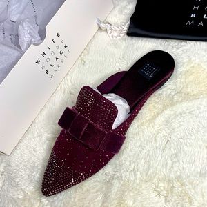 WHBM | Maroon Velvet Sparkle Slides Size 8